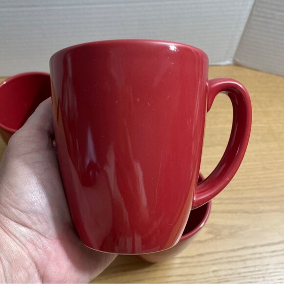 Corelle Coordinates Corning Stoneware Crimson Red Coffee Mugs 12 oz Set of 4 New - Picture 3 of 7
